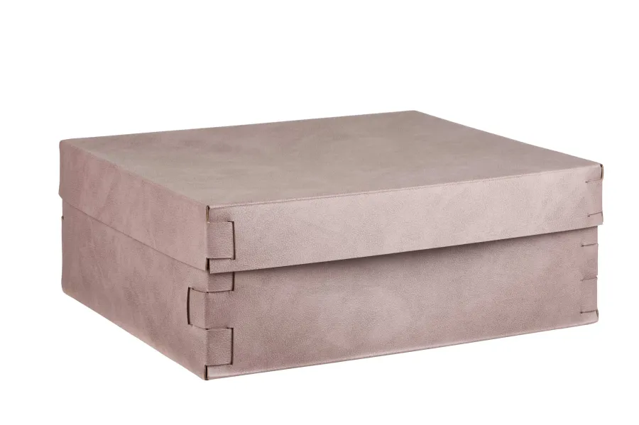 obrazek 1 Wyjątkowe pudełko Snob 36x30xH13,5 cm wykonane ze skóry w kolorze pudrowego różu
