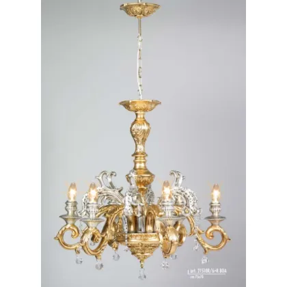 Picture Royal chandelier 6 lamps with 6 branches and Swarovski pendants - Valle d'oro Patchi