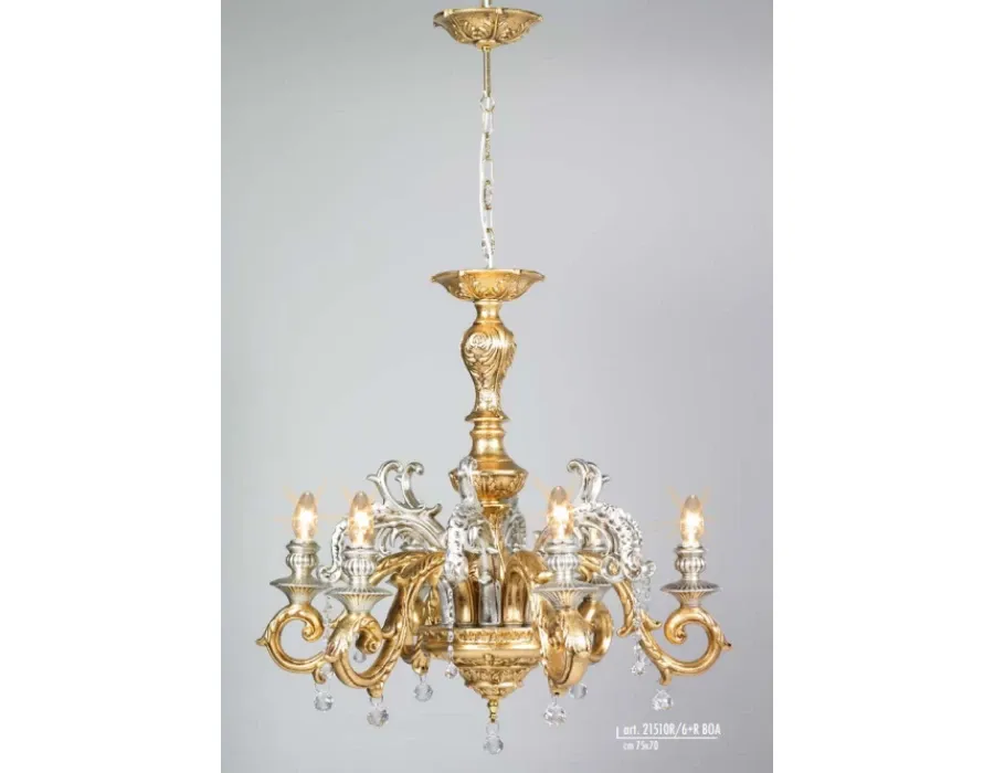 obrazek 1 Królewski żyrandol 6 lamp z 6 gałązkami i zawieszkami Swarovski - Valle d'oro Patchi