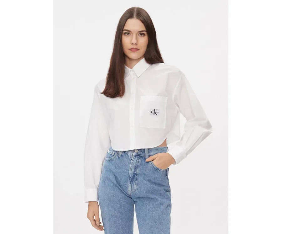 obrazek 1 Calvin Klein Jeans Koszula J20J222614 Biały Cropped Fit