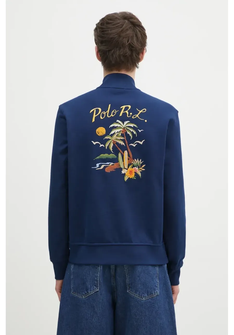 obrazek 1 Polo Ralph Lauren bluza bawełniana Long Sleeve Sweatshirt męska kolor niebieski z aplikacją 710970280