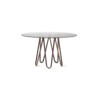 Zdjęcie Unikatowy stół ze szklanym blatem i metalowymi nóżkami