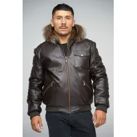 Picture Reversible men's jacket made of sheepskin and raccoon fur - A&A Vesa
