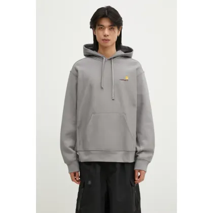 Zdjęcie Carhartt WIP bluza Hooded American Script Sweat męska kolor szary z kapturem z aplikacją I028279.2LRXX