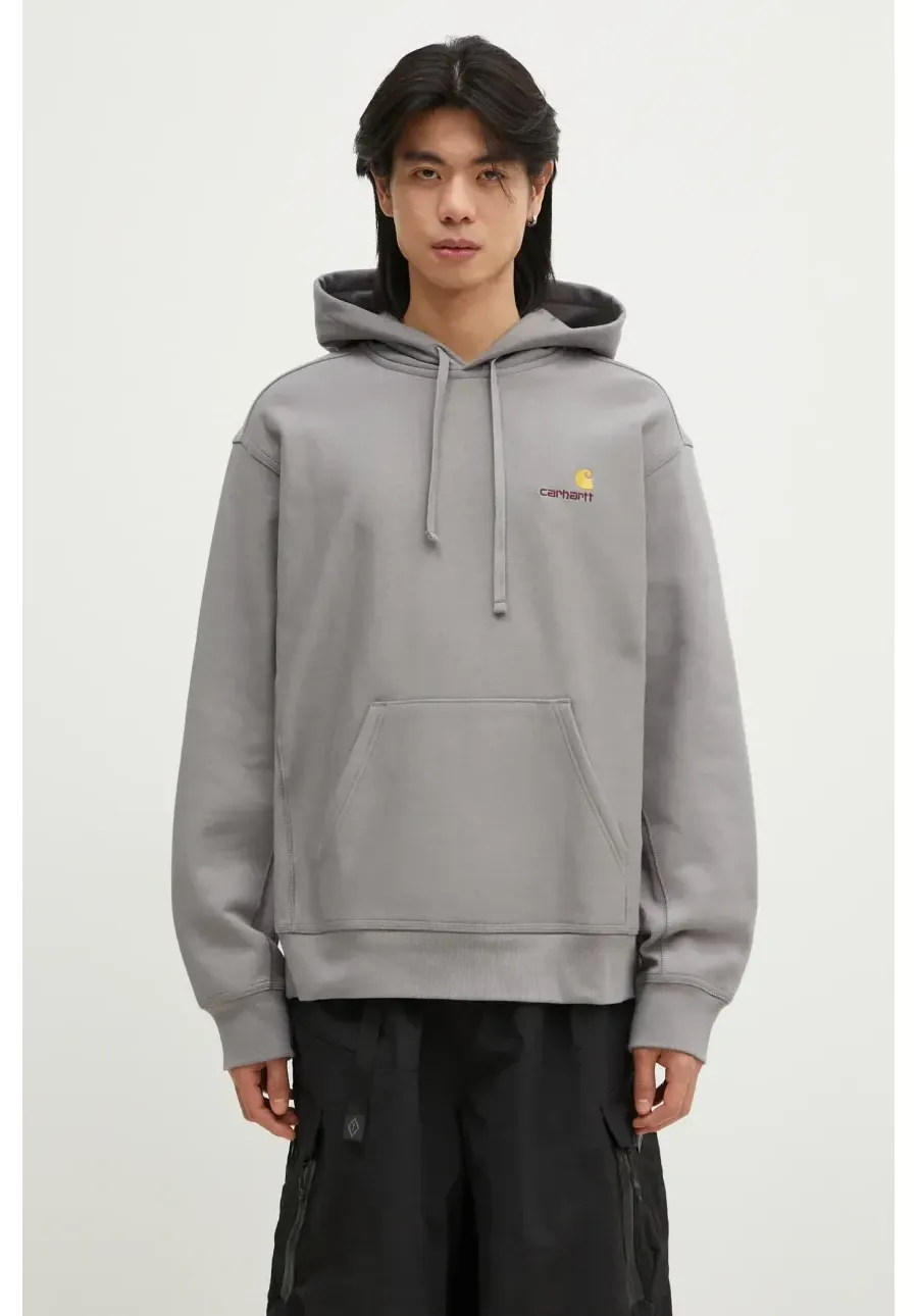 obrazek 1 Carhartt WIP bluza Hooded American Script Sweat męska kolor szary z kapturem z aplikacją I028279.2LRXX