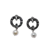 Picture Italian original earrings made of silver and pearl - Pampaloni