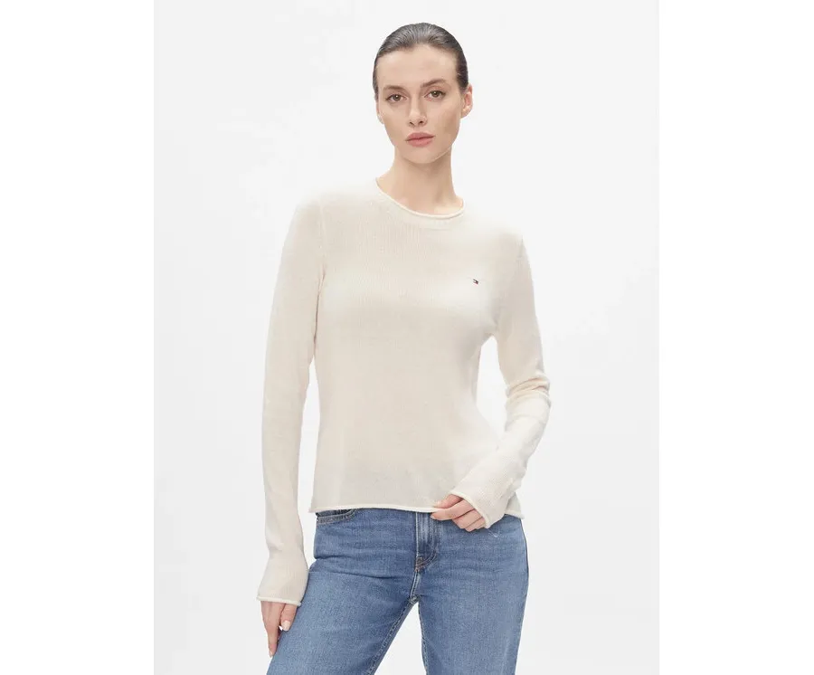 obrazek 1 Tommy Hilfiger Sweter Soft Wool C-Nk Sweater WW0WW40264 Żółty Regular Fit