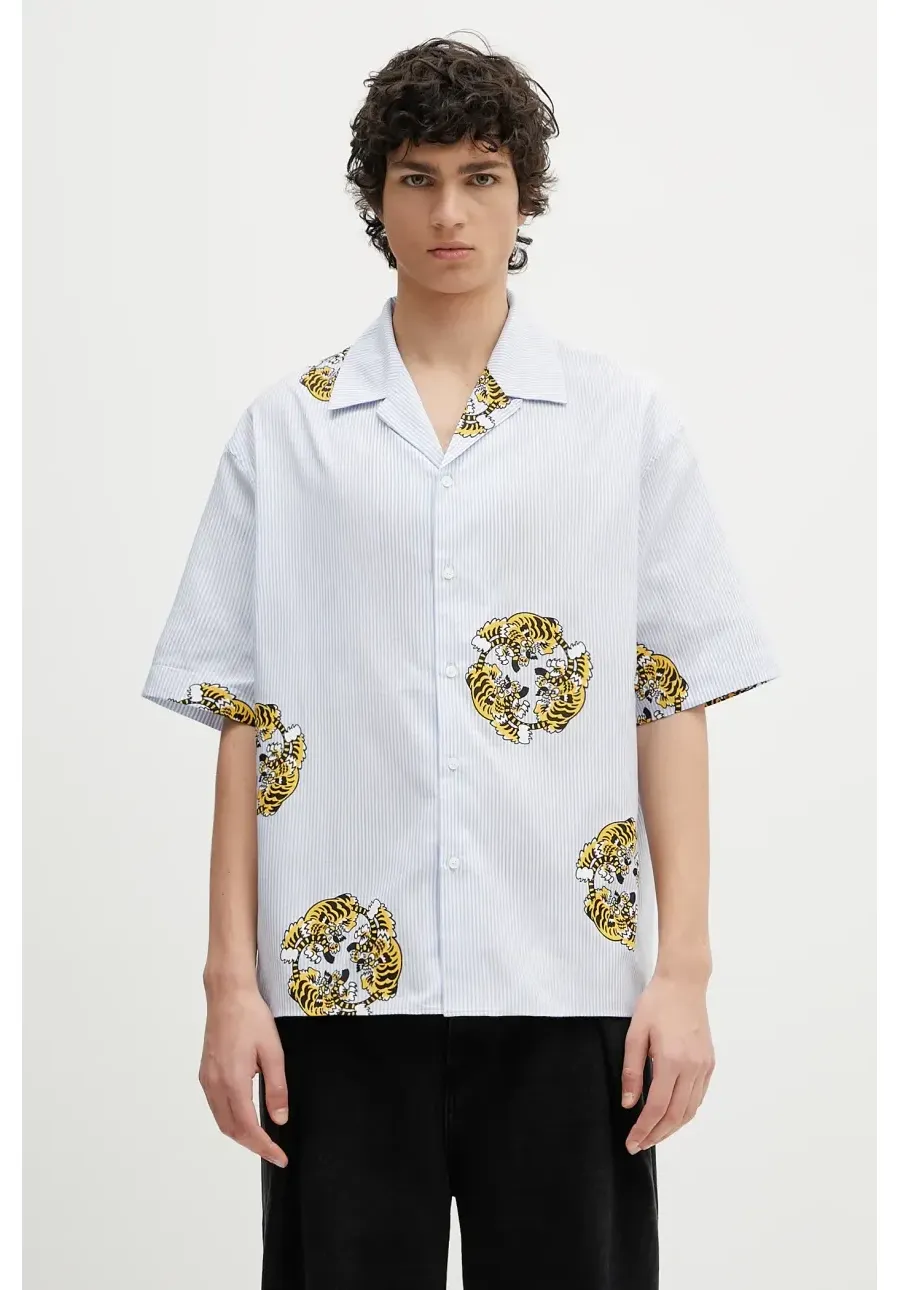 obrazek 1 Kenzo koszula bawełniana męska kolor niebieski relaxed z kołnierzykiem klasycznym FF55CH1309A5.64