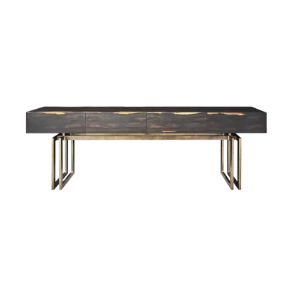 Zdjęcie Awangardowa konsola z drewnianym blatem - Gansk