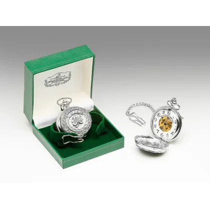 Zdjęcie Elegancki męski mechaniczny zegarek kieszonkowy wykonany z pewteru