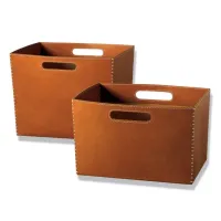 Zdjęcie Skórzany kosz na czasopisma