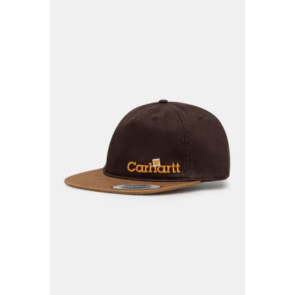 Zdjęcie Carhartt WIP czapka z daszkiem bawełniana Label Script Coach Cap kolor brązowy z aplikacją I034361.51XX