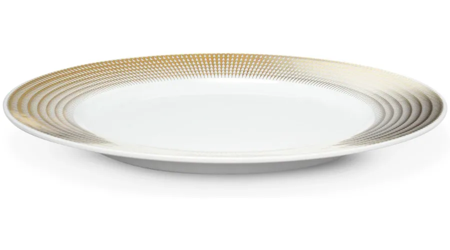 obrazek 2 Nowoczesny duży płaski talerz z porcelany ze złotym zdobieniem z kolekcji Angel wings – Leander