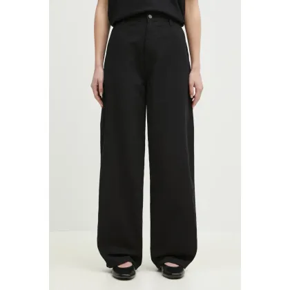 Zdjęcie Carhartt WIP spodnie bawełniane Brandon Single Knee Pant damskie kolor czarny fason chinos high waist I034880