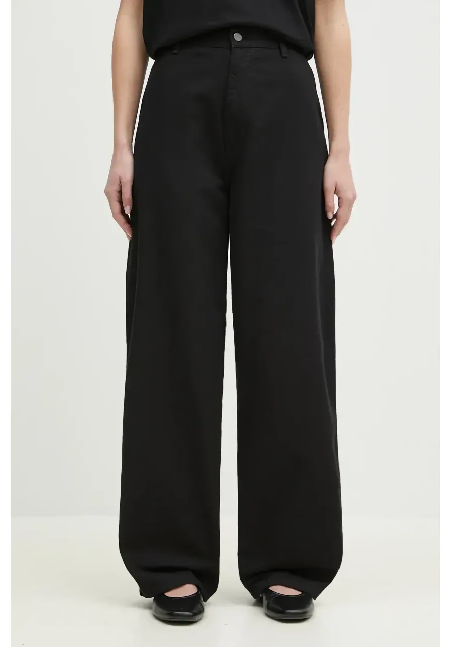 obrazek 1 Carhartt WIP spodnie bawełniane Brandon Single Knee Pant damskie kolor czarny fason chinos high waist I034880