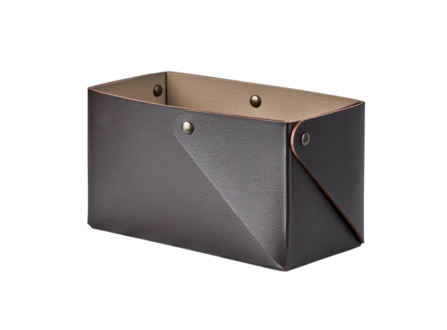 obrazek 1 Stylowy skórzany pojemnik Miu w kolorze czekoladowym