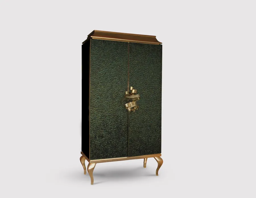 picture 3 Luxurious two-door wardrobe with a golden leaf finish