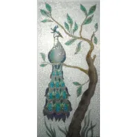 Zdjęcie Stylowy witraż z przedstawieniem pawia