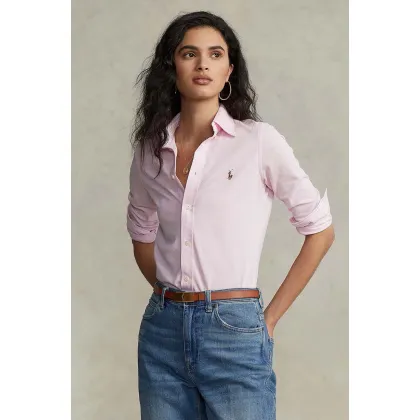 Zdjęcie Polo Ralph Lauren koszula bawełniana damska kolor różowy slim z kołnierzykiem klasycznym