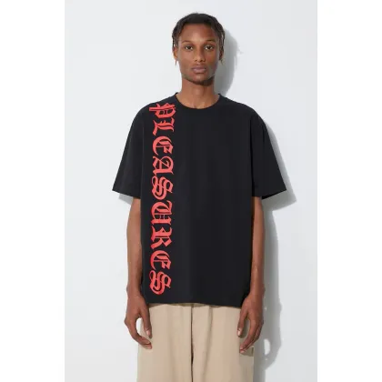 Zdjęcie PLEASURES t-shirt bawełniany kolor czarny z nadrukiem
