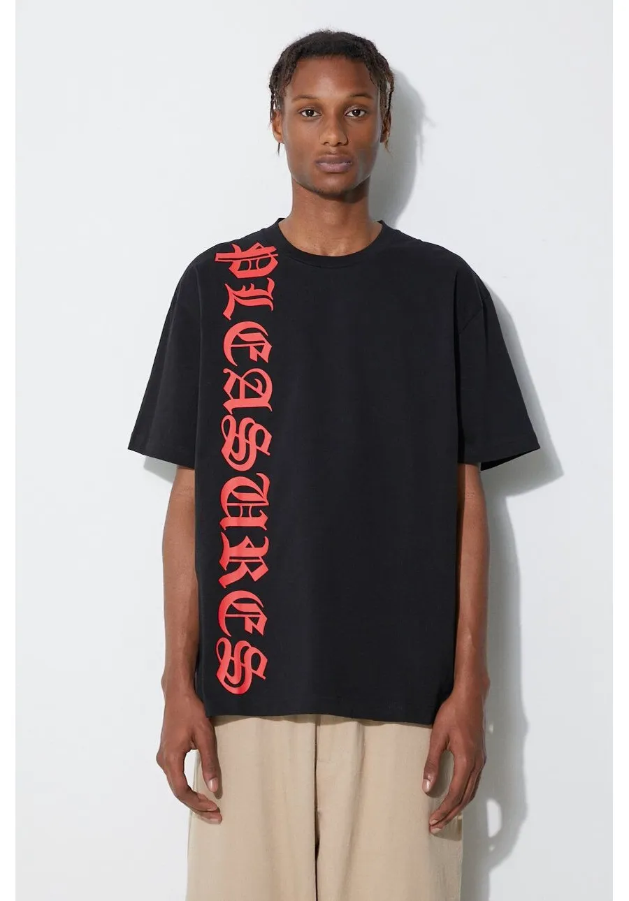 obrazek 1 PLEASURES t-shirt bawełniany kolor czarny z nadrukiem
