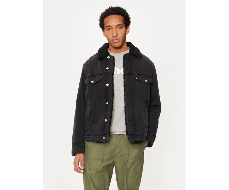 obrazek 1 SCHOTT N.Y.C. Kurtka jeansowa TRUCKSHERPA Szary Regular Fit