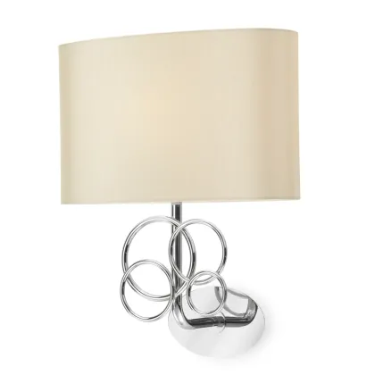 Zdjęcie Kinkiet z chromowanego mosiądzu z owalnym kloszem z tkaniny H.41xL.33xP.19 cm