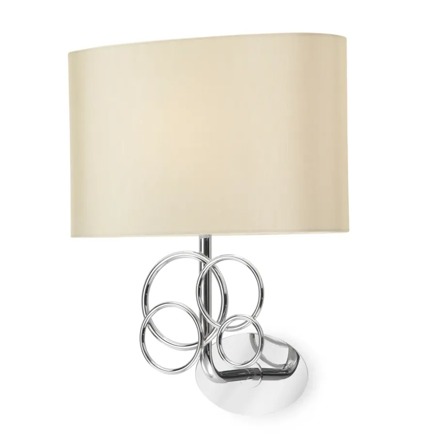 obrazek 1 Kinkiet z chromowanego mosiądzu z owalnym kloszem z tkaniny H.41xL.33xP.19 cm