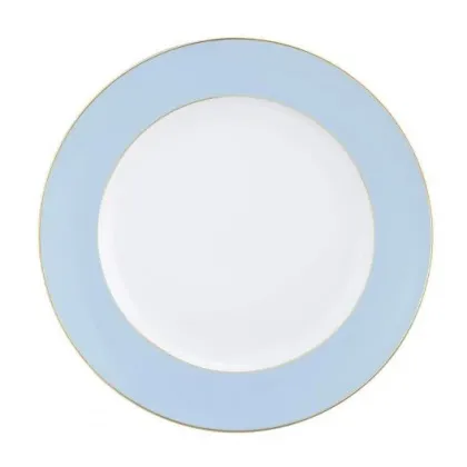 Zdjęcie Prestiżowy płaski okrągły porcelanowy talerz z niebiesko złotym zdobieniem – Tettau