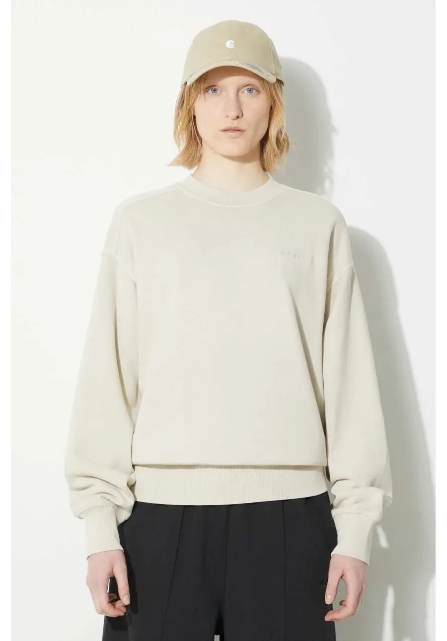 obrazek 1 Carhartt WIP bluza bawełniana Duster Script Sweat damska kolor beżowy gładka I033054.1YCGD