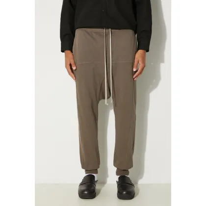 Zdjęcie Rick Owens spodnie dresowe bawełniane Prisoner Drawstring kolor szary gładkie DU02D2395.RIG