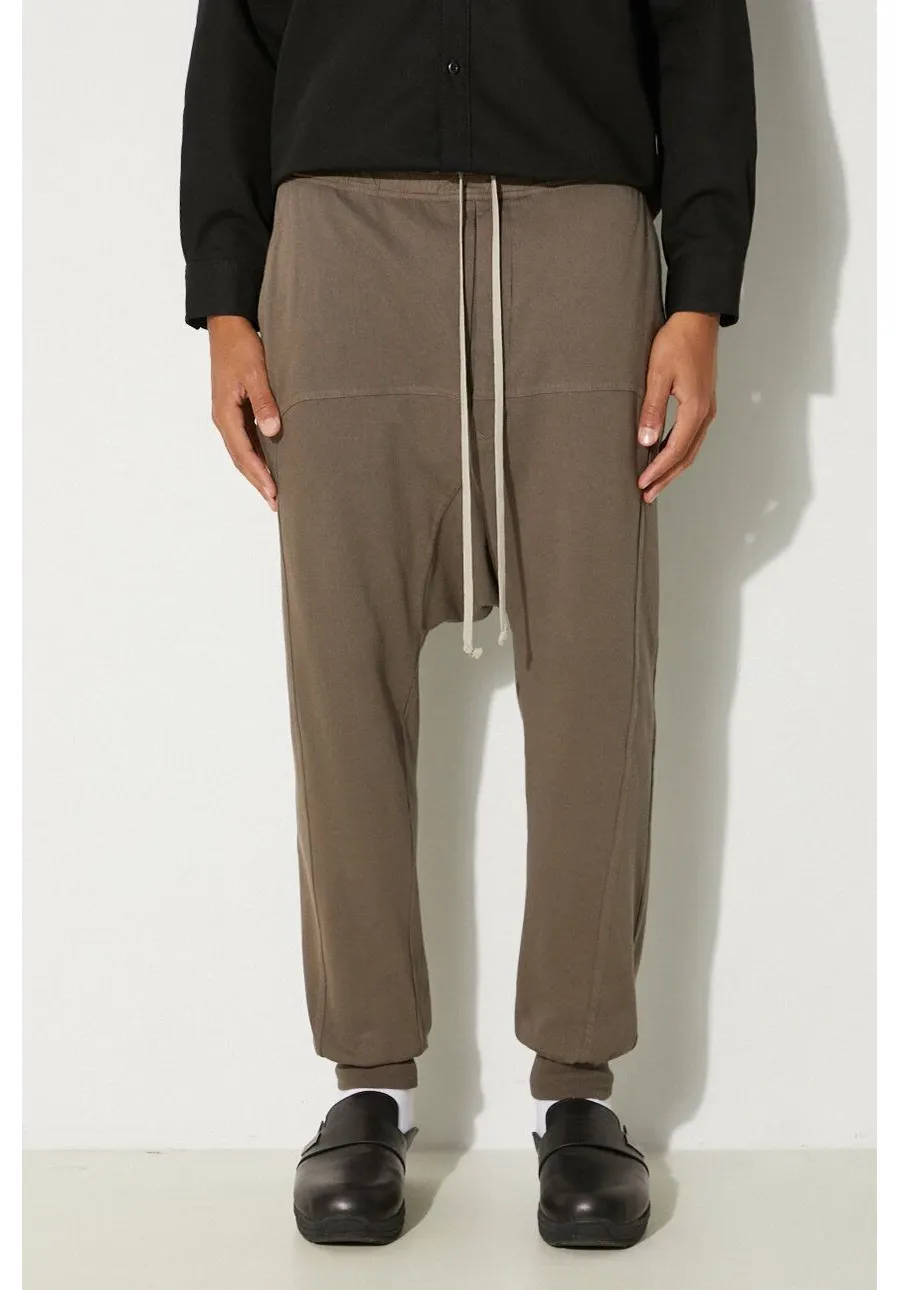 obrazek 1 Rick Owens spodnie dresowe bawełniane Prisoner Drawstring kolor szary gładkie DU02D2395.RIG