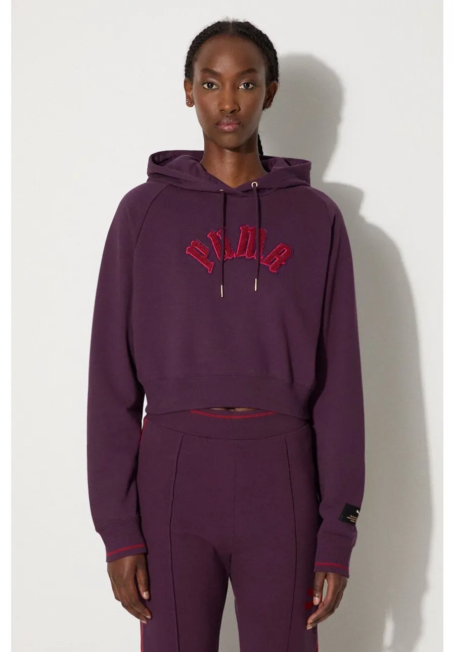obrazek 1 Puma bluza Classics Play Paris Relaxed Hoodie damska kolor fioletowy z kapturem z aplikacją 627484