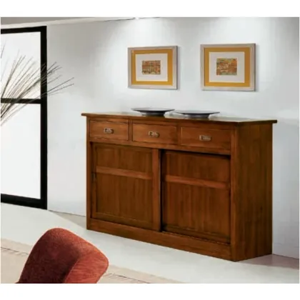 Zdjęcie Włoski, klasyczny Kredens 3 szuflady 2 przesuwne drewniane drzwi - Fratelli Mirandola