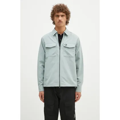 Zdjęcie Fred Perry kurtka Pocket Overshirt męska kolor turkusowy przejściowa M5684.959