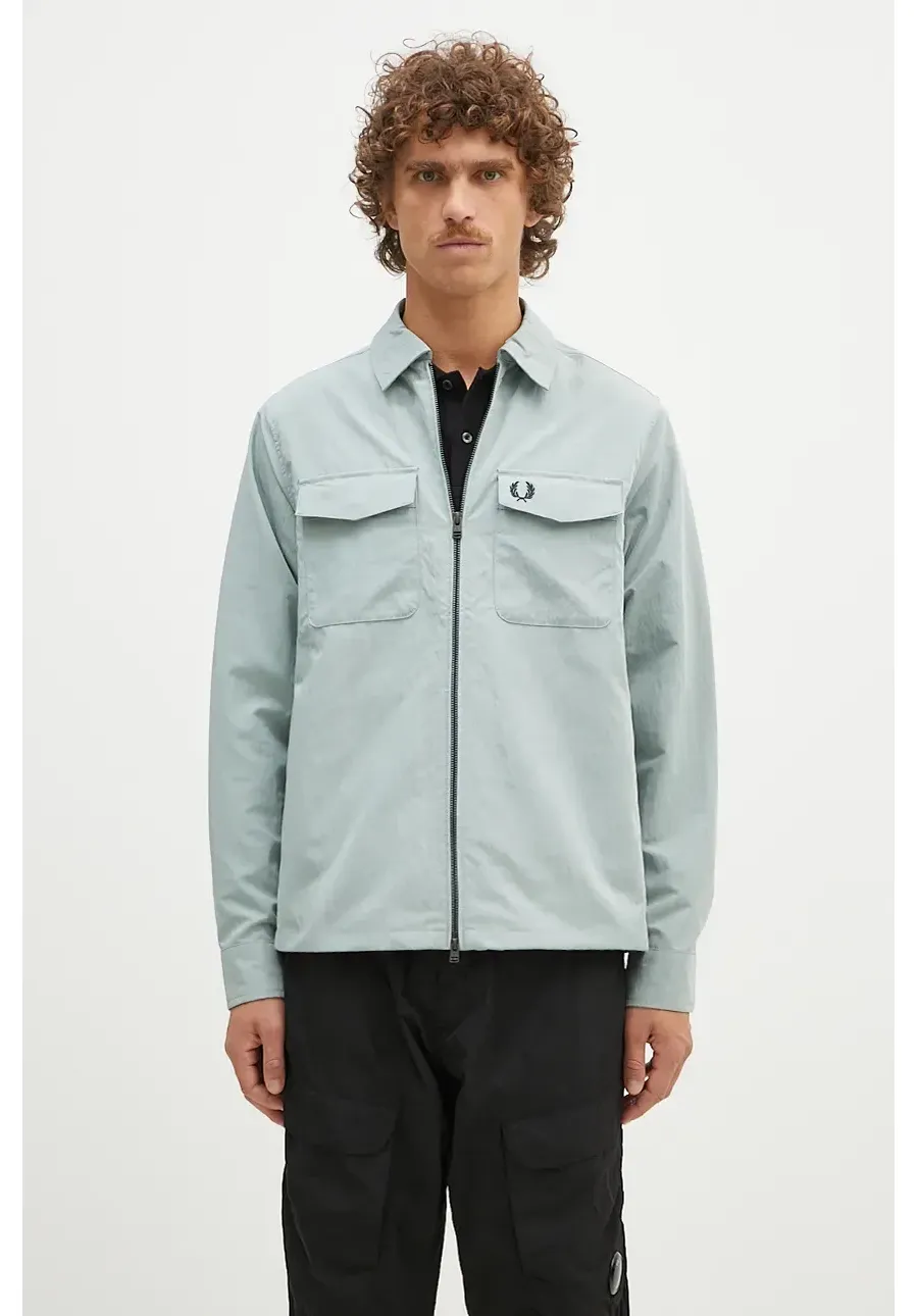 obrazek 1 Fred Perry kurtka Pocket Overshirt męska kolor turkusowy przejściowa M5684.959