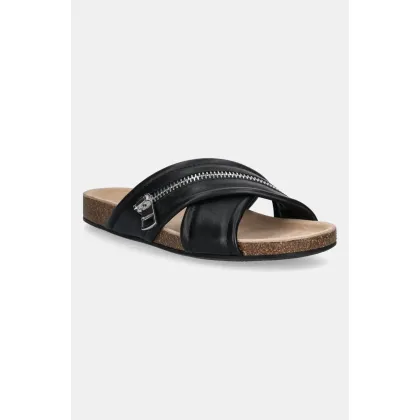 Zdjęcie JW Anderson klapki skórzane Biker Slide damskie kolor czarny SN0107 LA0268 999