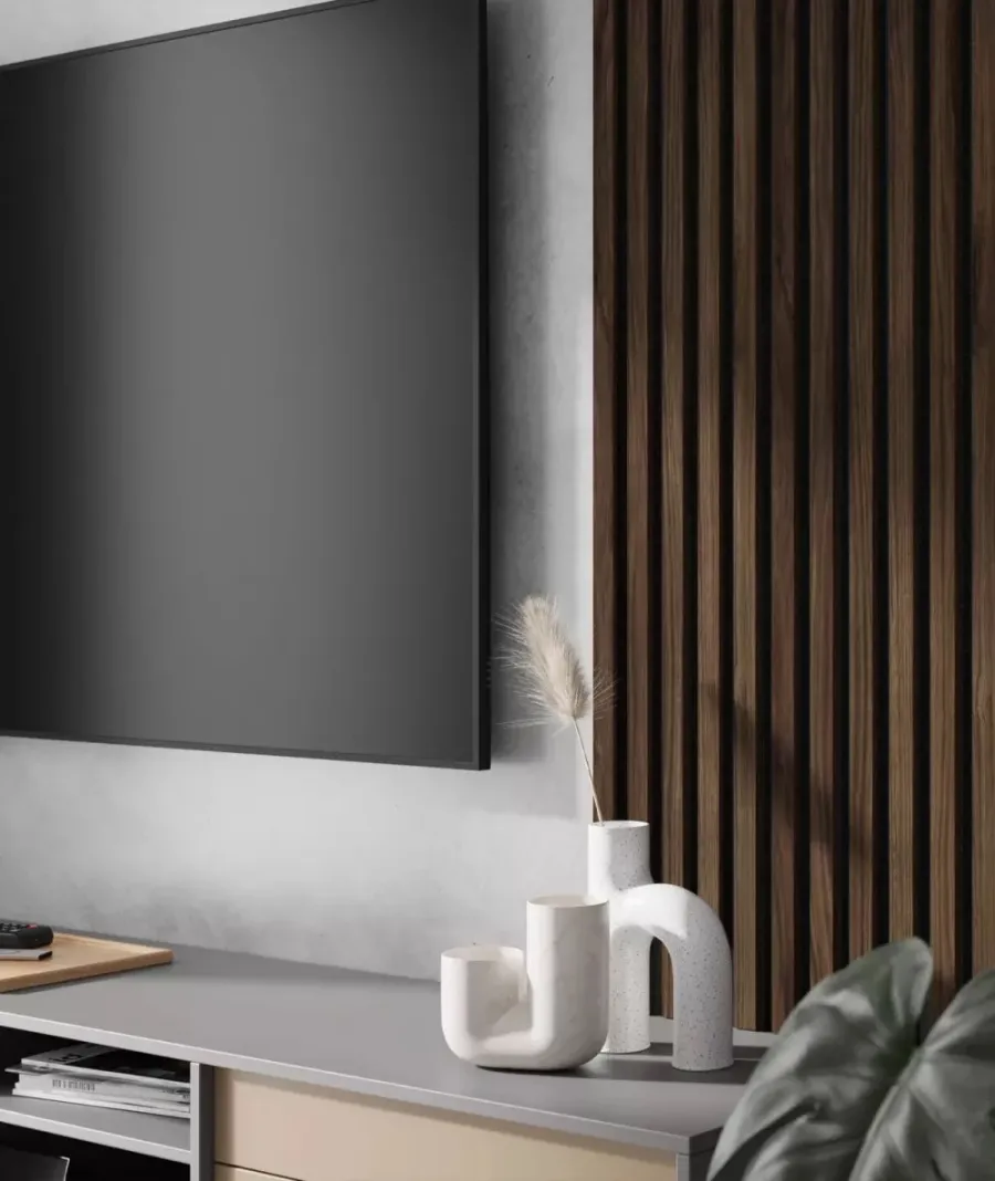 obrazek 1 275x30x4,6 cm LD (5 lameli orzech) panel akustyczny na płycie MDF 6 mm - dekoracja ścienna 3D