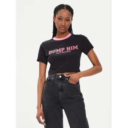 Zdjęcie Juicy Couture T-Shirt Dump Him JCWCT23314 Czarny Slim Fit