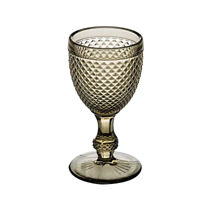 Zdjęcie Zestaw czterech brązowych kielichów do białego wina z reliefowym bogatym ornamentem - Vista Alegre