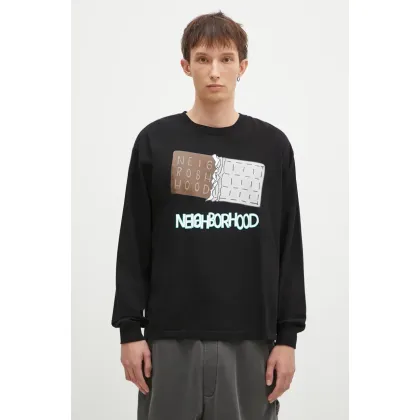 Zdjęcie NEIGHBORHOOD longsleeve bawełniany Tee Longsleeve-13 kolor czarny z nadrukiem 242PCNH.LT18