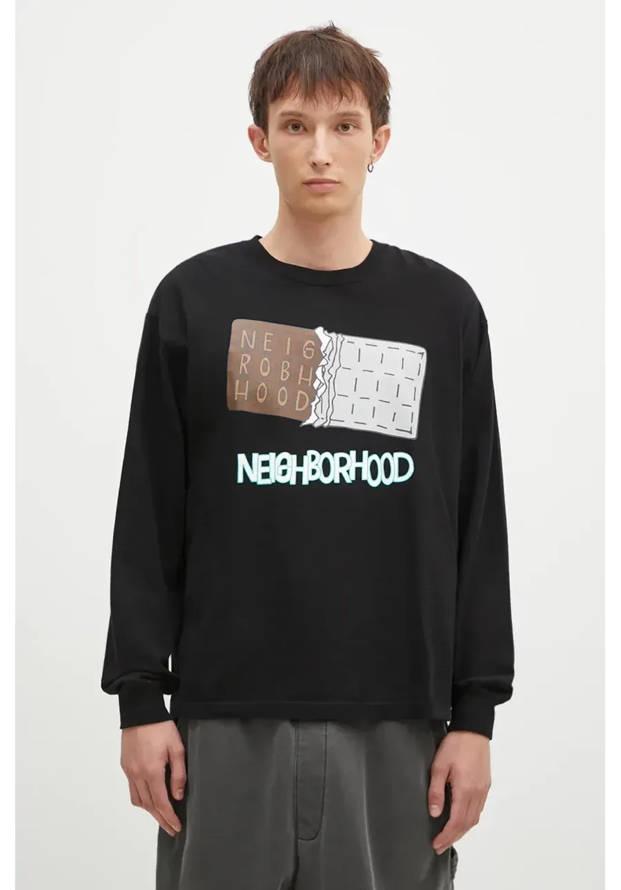 obrazek 1 NEIGHBORHOOD longsleeve bawełniany Tee Longsleeve-13 kolor czarny z nadrukiem 242PCNH.LT18