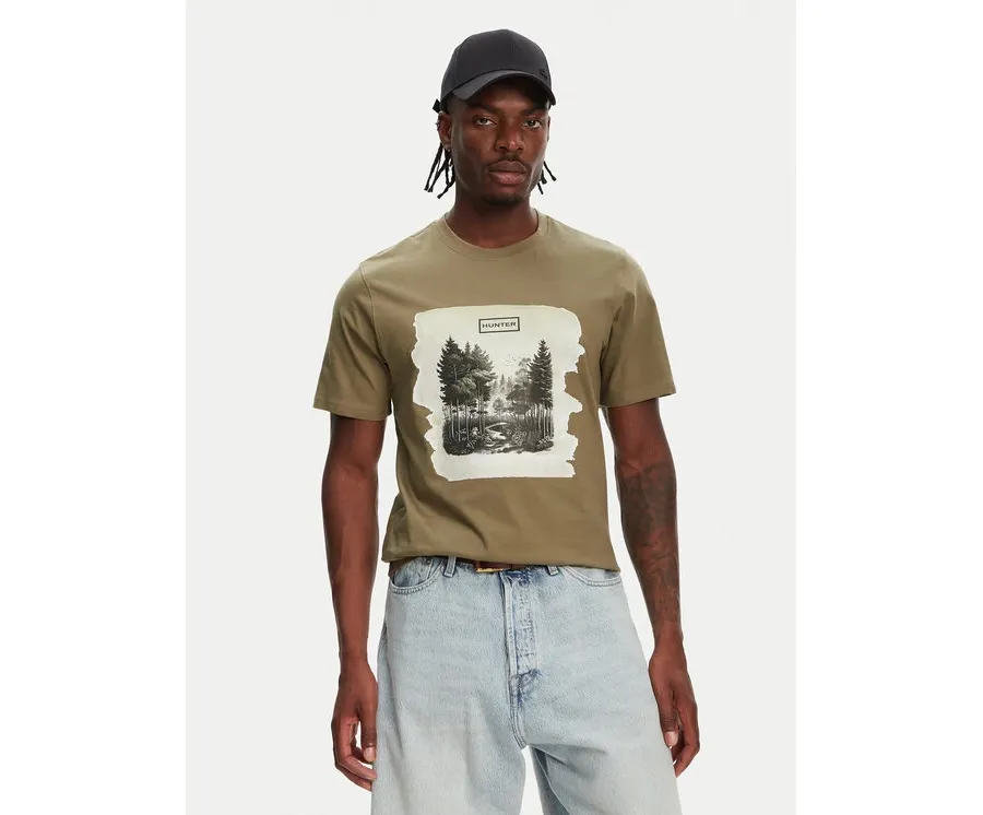 obrazek 1 Hunter T-Shirt Duart Graphic HARM0033251 Khaki Regular Fit