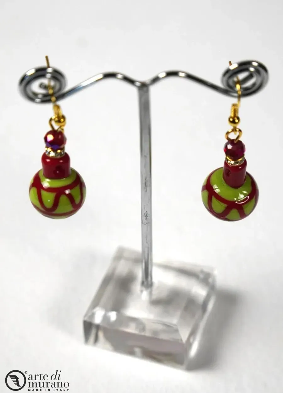 obrazek 1 Stylowe świąteczne kolczyki w kształcie bombki ze szkła Murano