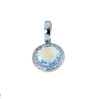 Picture Pendant with a round light blue stone and side zircons, dia. 10mm.