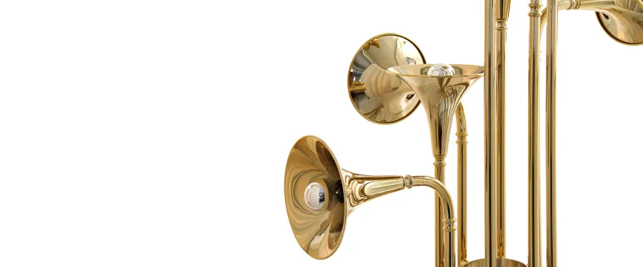 obrazek 7 Elegancka lampa stojąca inspirowana instrumentami dętymi