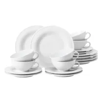 Zdjęcie 18-elementowy biały serwis do herbaty z porcelany o nowoczesnym kształcie - Seltmann Weiden