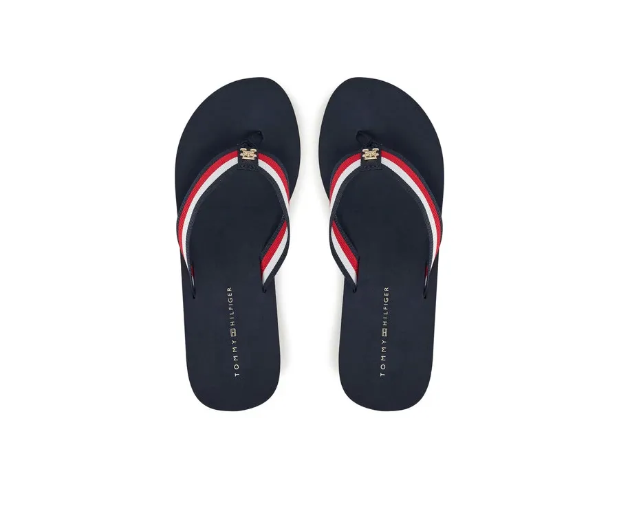 obrazek 1 Tommy Hilfiger Japonki Th Corporate Wedge Beach Sandal FW0FW08520 Granatowy