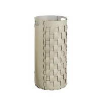 Zdjęcie Wyjątkowy skórzany kosz Bottega Ø33xH68 cm w kolorze waniliowym
