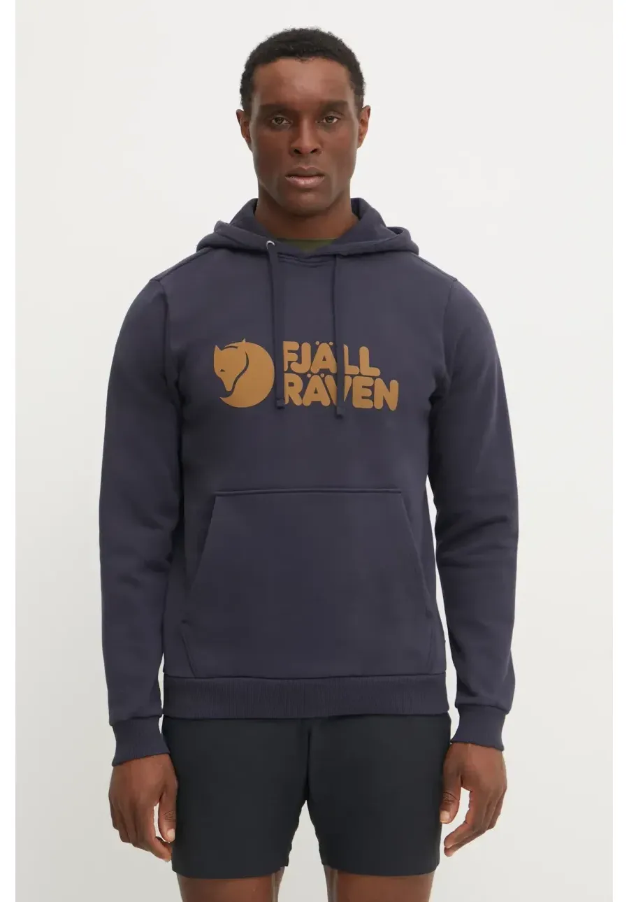obrazek 1 Fjallraven bluza bawełniana męska kolor granatowy z kapturem wzorzysta